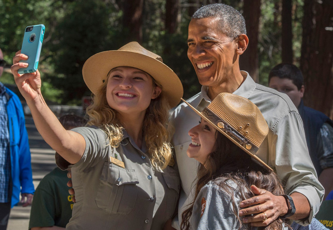 President Obama in Yosemite with UC Merced students President Obama in Yosemite with UC Merced students