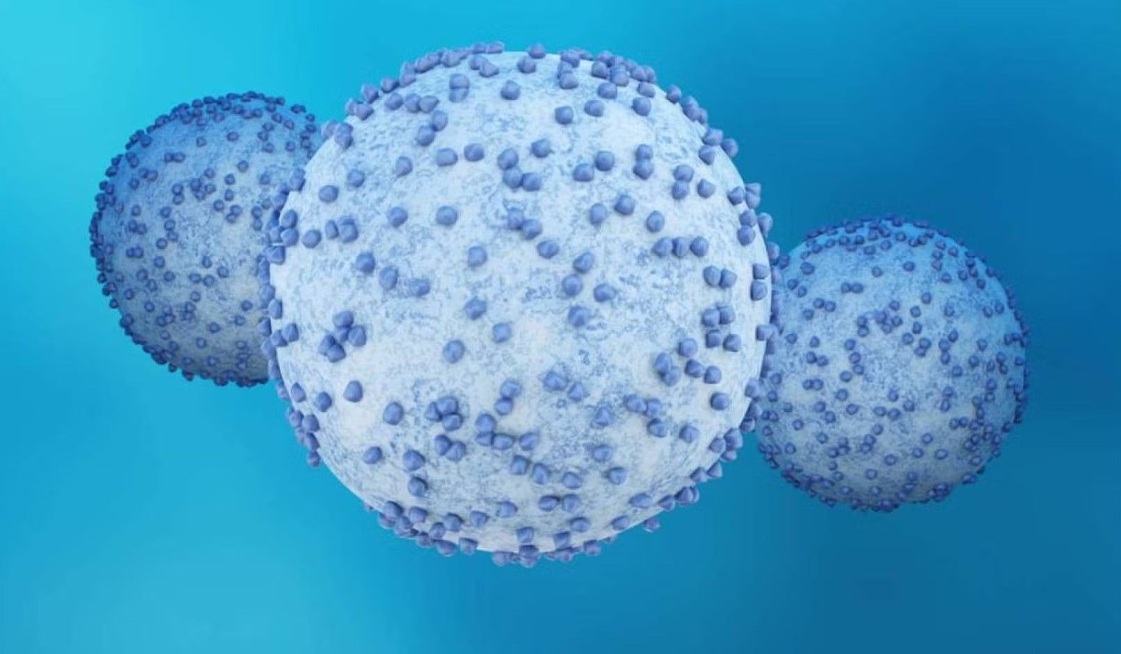 Illustration of pancreatic cancer cells against blue background