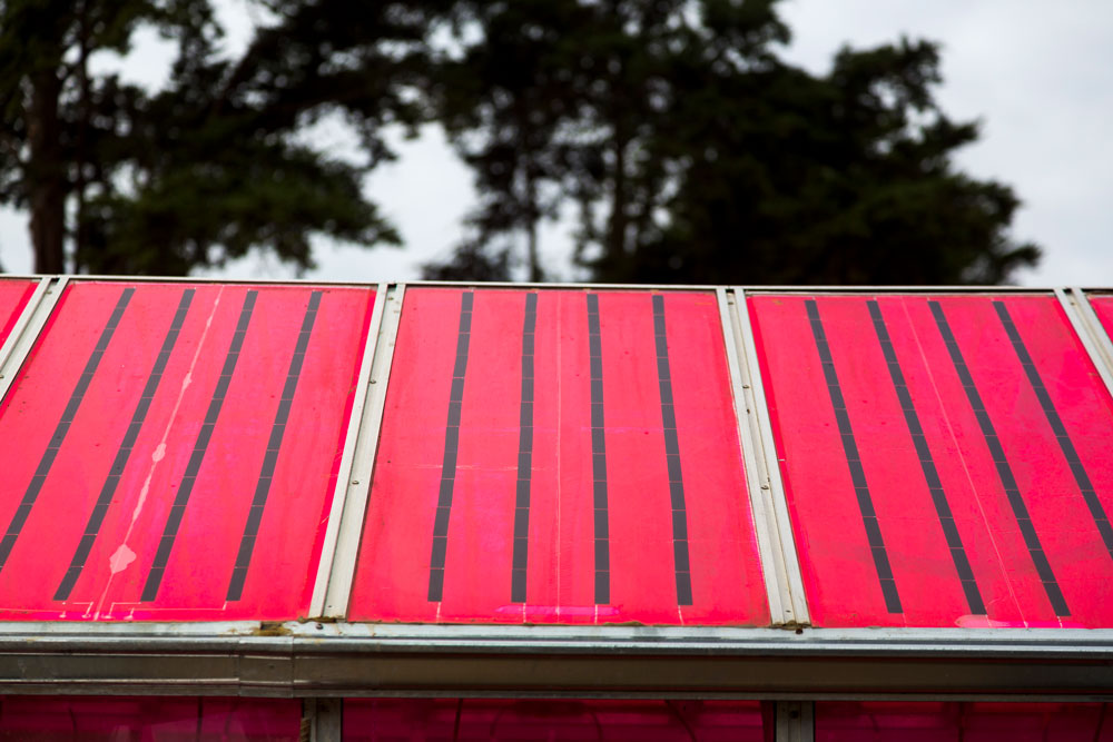 A close-up of the panels used in the solar greenhouse