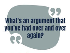 Speech bubble with question inside: what's an argument that you've had over and over again