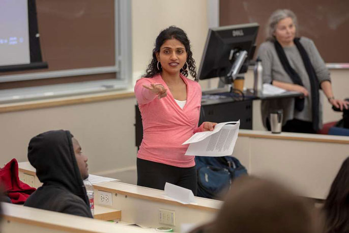 Saru Jayaraman teaching a class Saru Jayaraman teaching a class