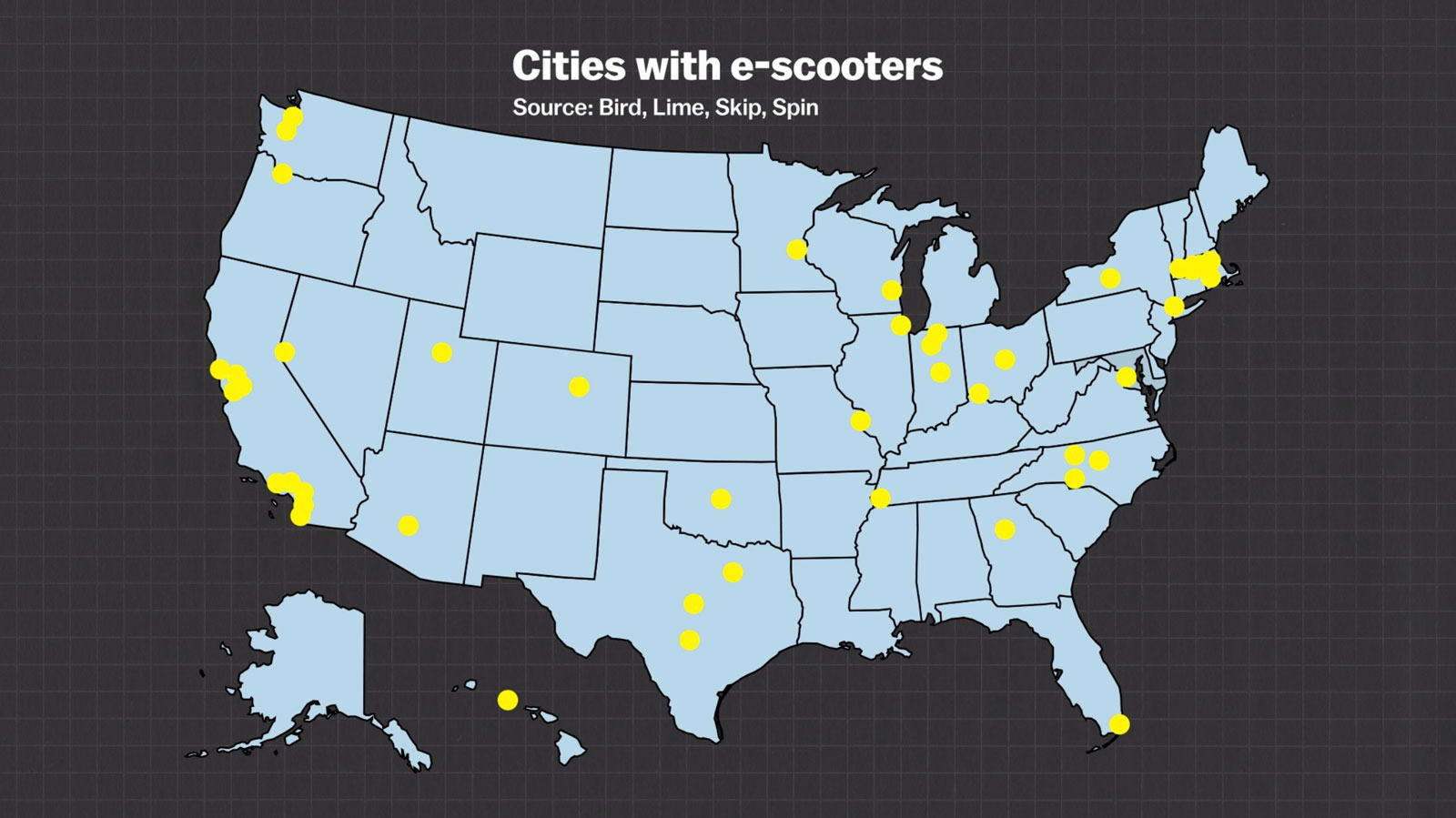 map of cities with e-scooters