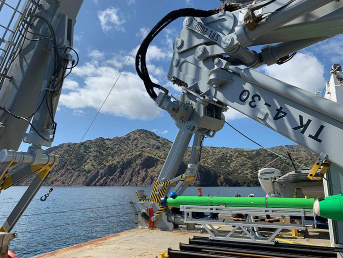 View of the deck of research vessel Sally Ride