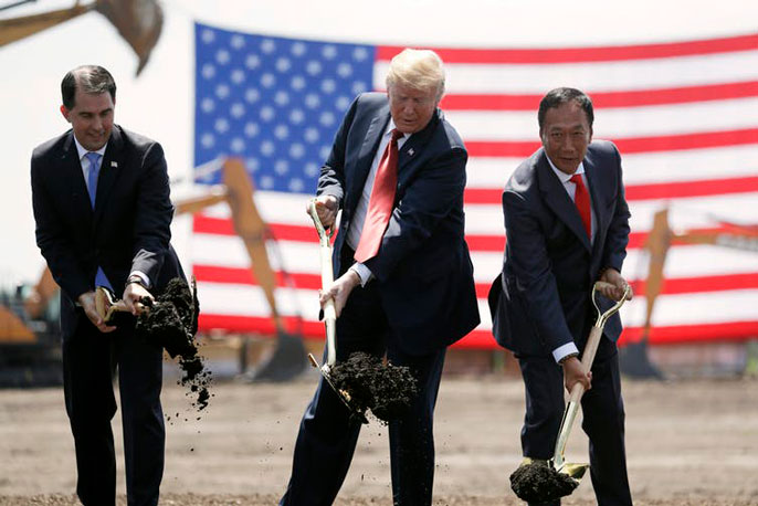 Walker, Trump and Gou break ground