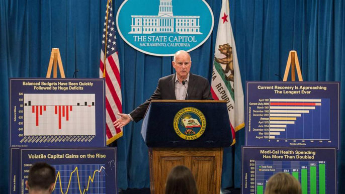 Jerry Brown gives a presentation