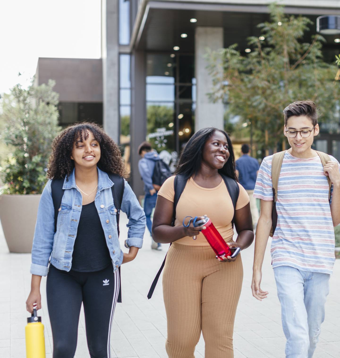 Group of students walking on campus