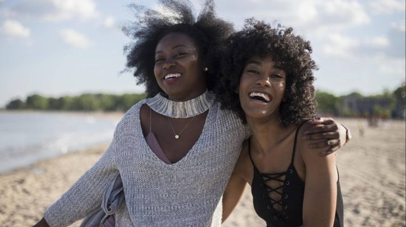 Two women laughing