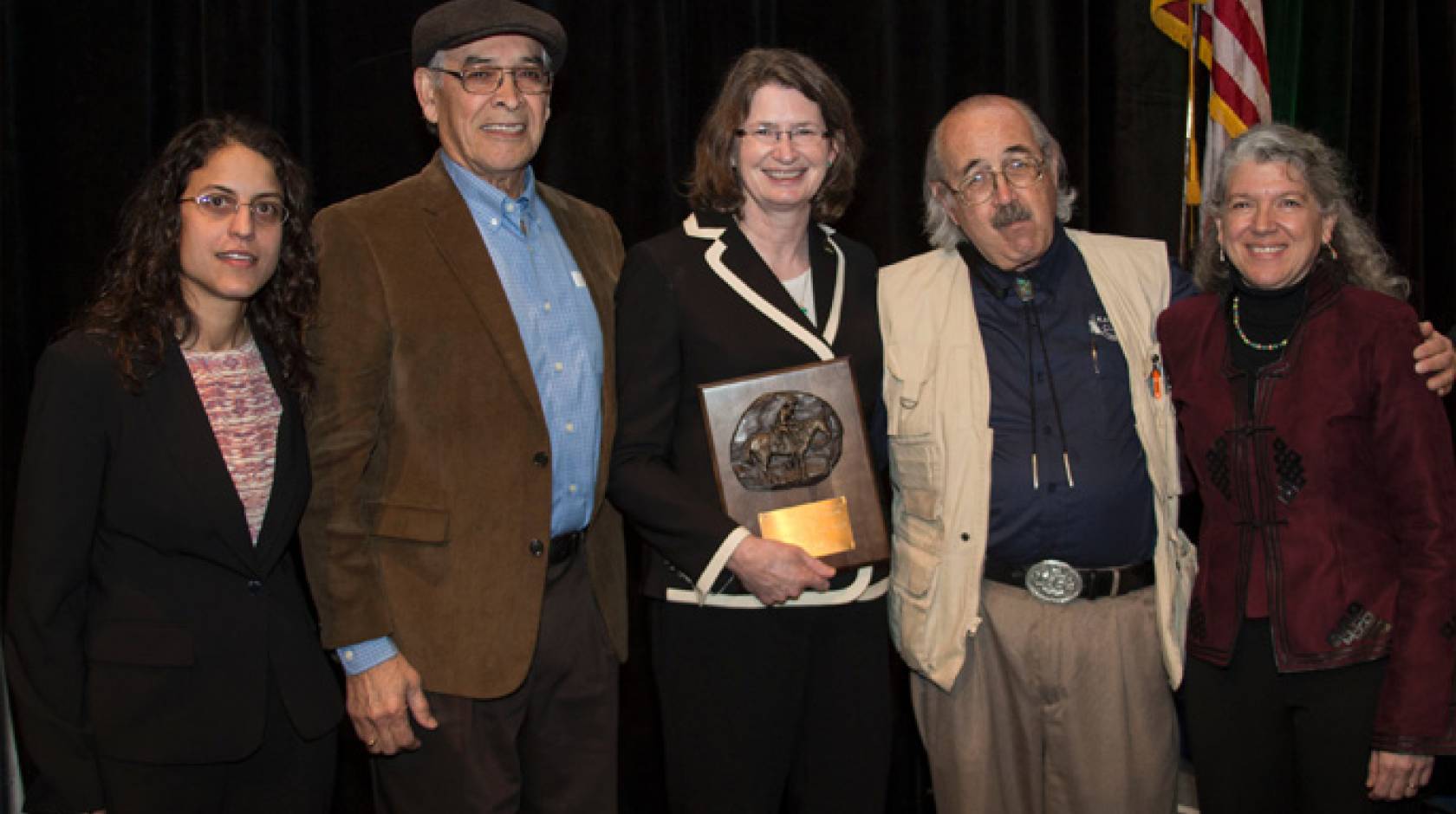 Barbara Allen-Diaz receives Frederick G. Renner Award. From left, Amy Ganguli, David Diaz, Allen-Diaz, Fee Busby and Maria Fernandez-Gimenez.