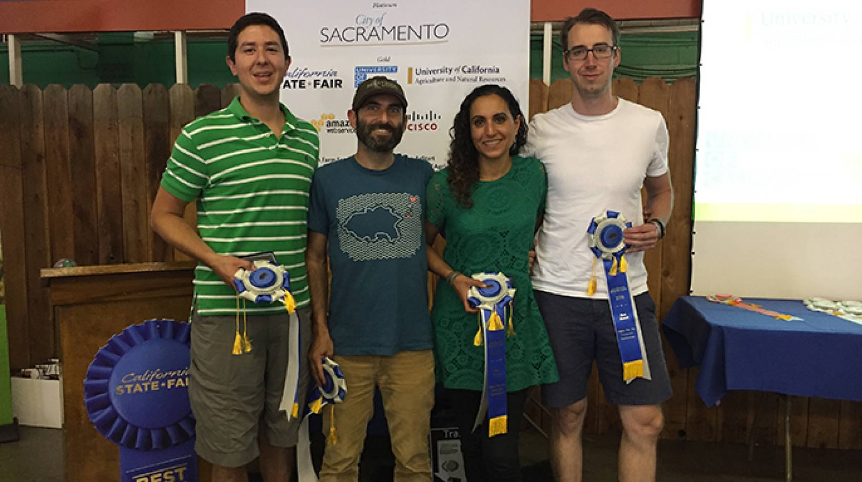 Members of the first place team in the Apps for Ag hackathon, GivingGarden, (from left) Scott Kirkland, Josh Livni, Deema Tamimi and John Knoll.