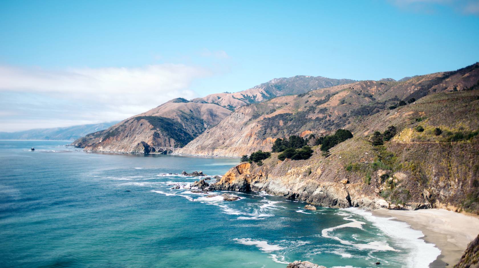 Central California coastline on a bright day