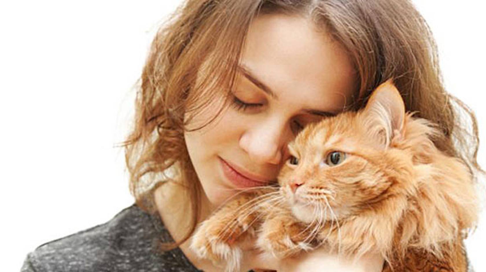 young woman and cat