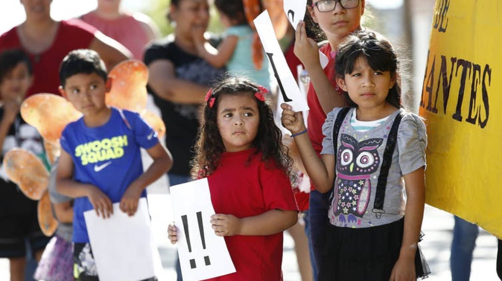 Children at an immigrant family separation protest in Phoenix