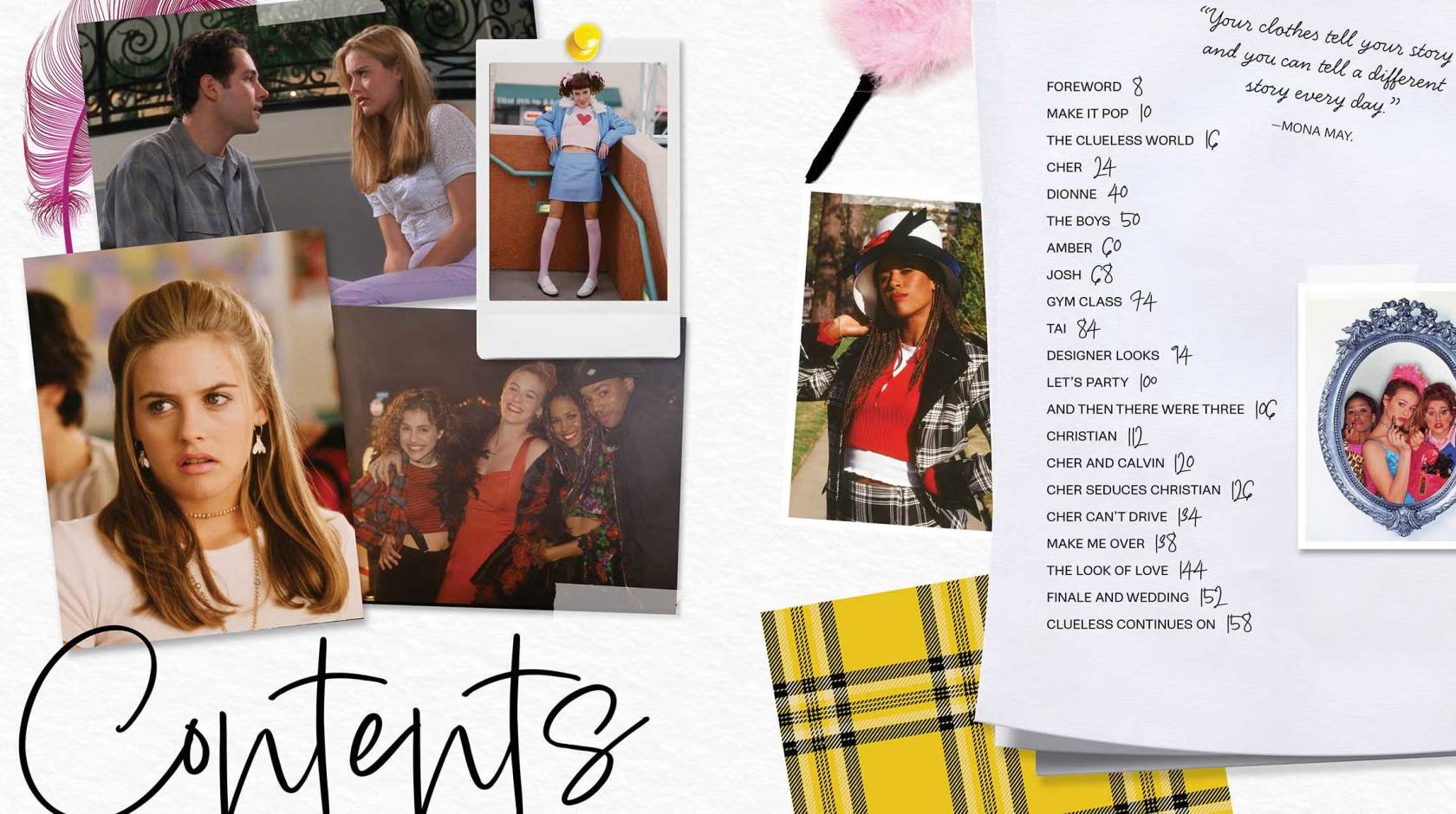 The table of contents from Mona May's book, “The Fashion of Clueless”