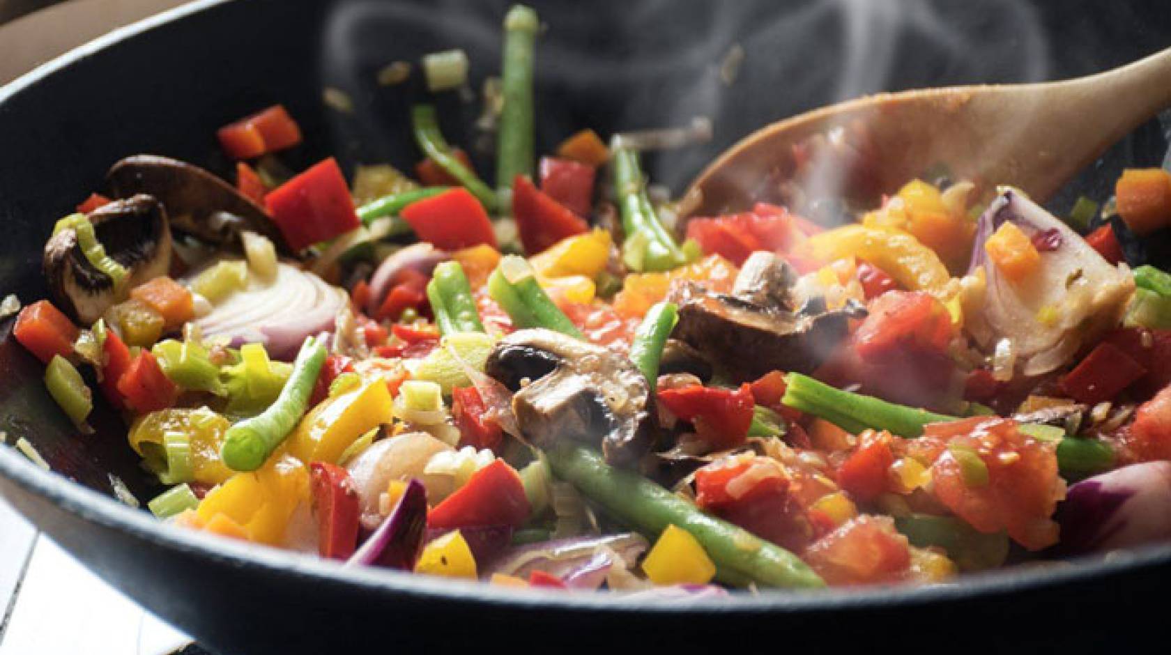 Vegetables being cooked in a pan
