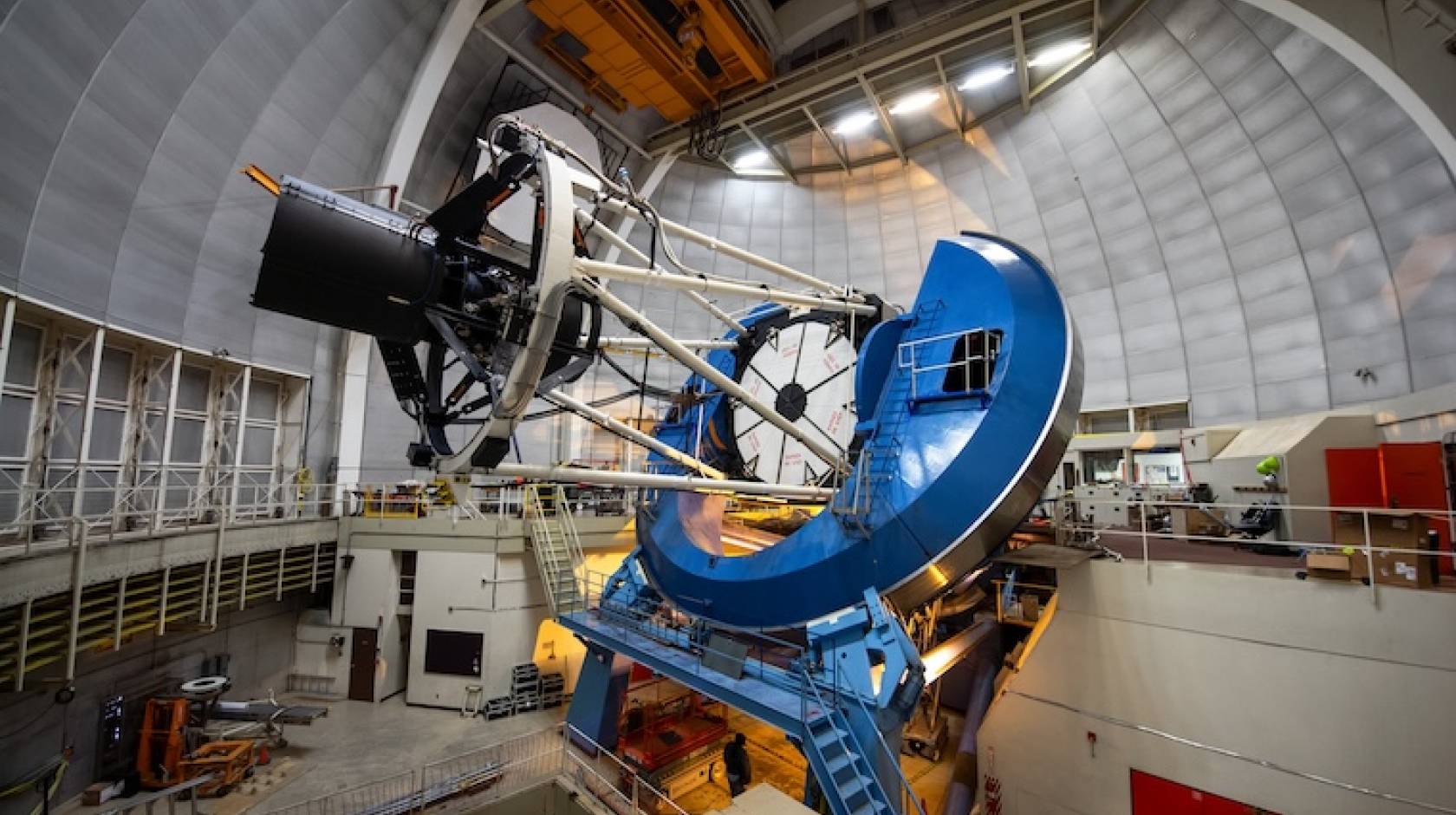 A modern telescope inside a dome