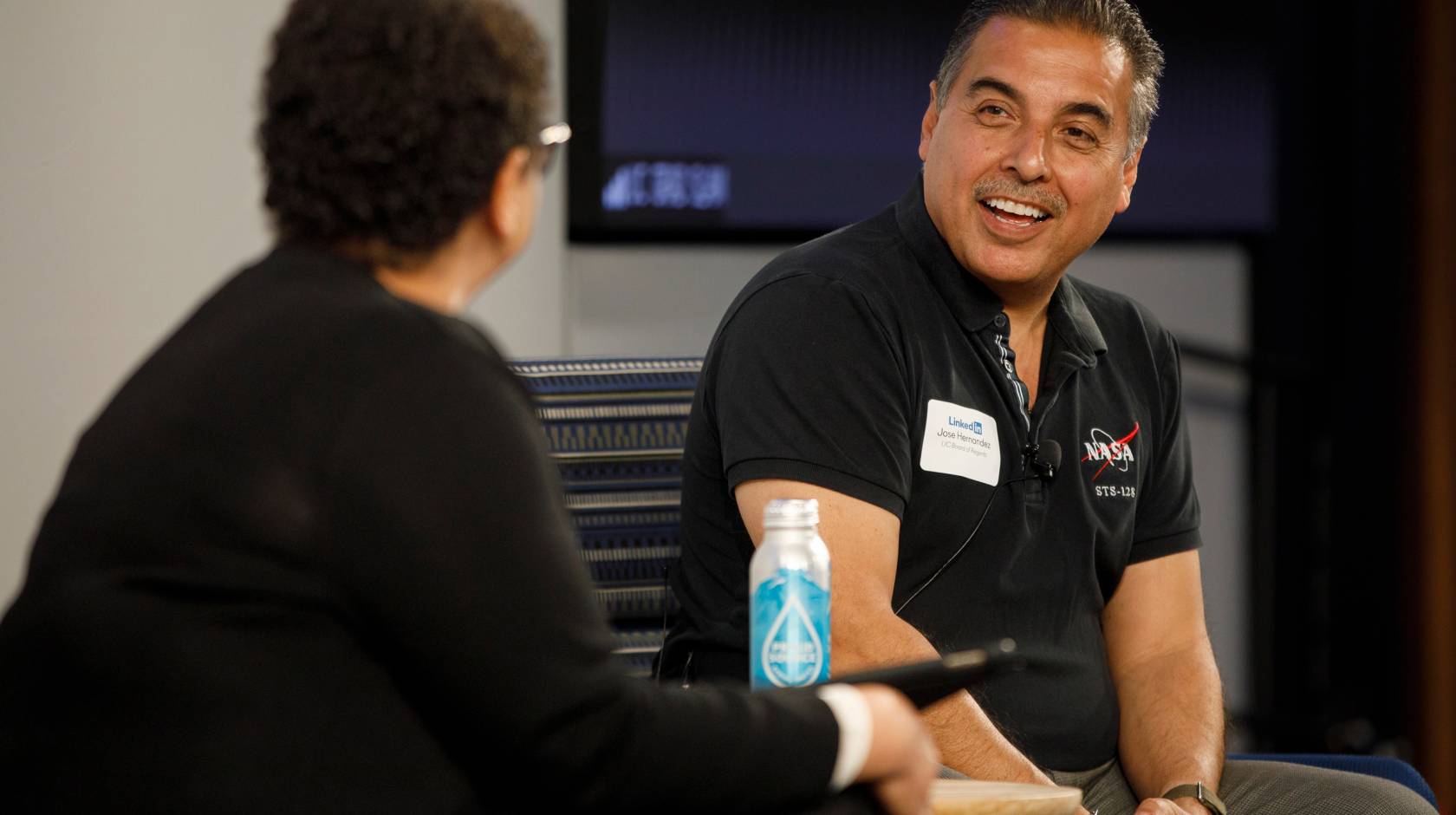 UC regent José Hernández speaks with Yvette Gullatt