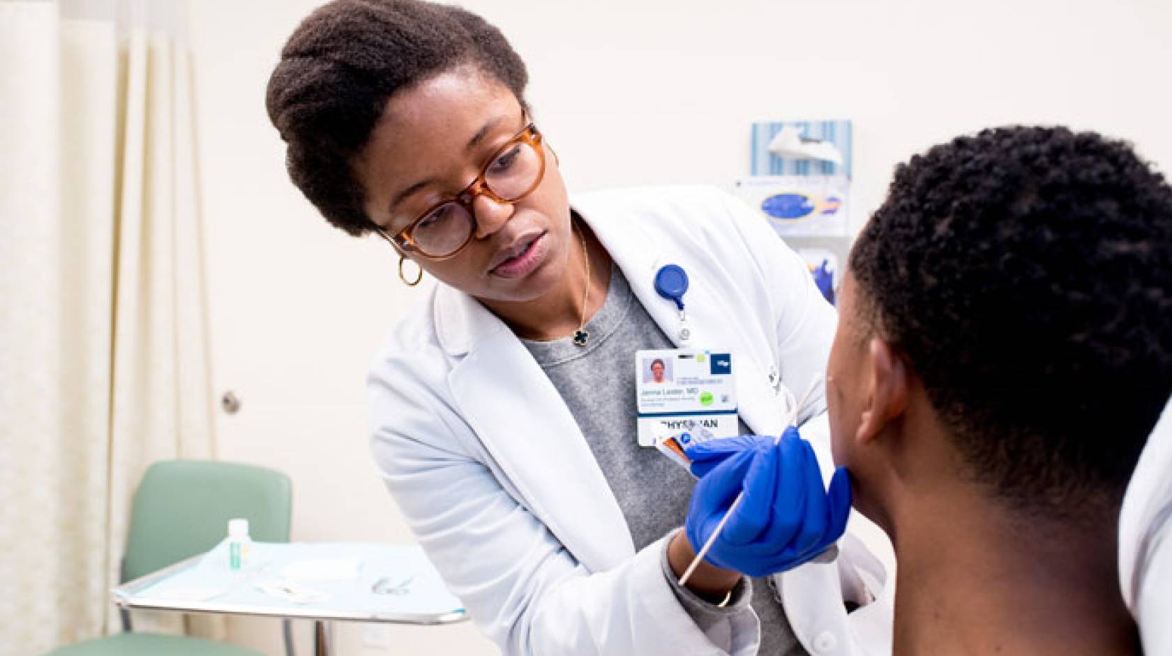 Dr. Jenna Lester with a patient