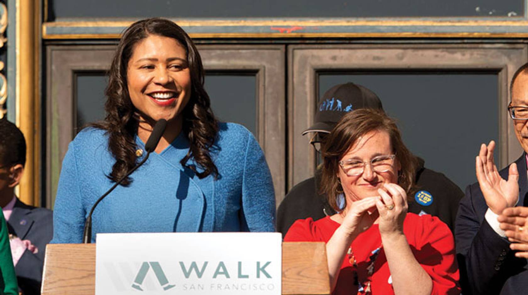 London Breed at the podium