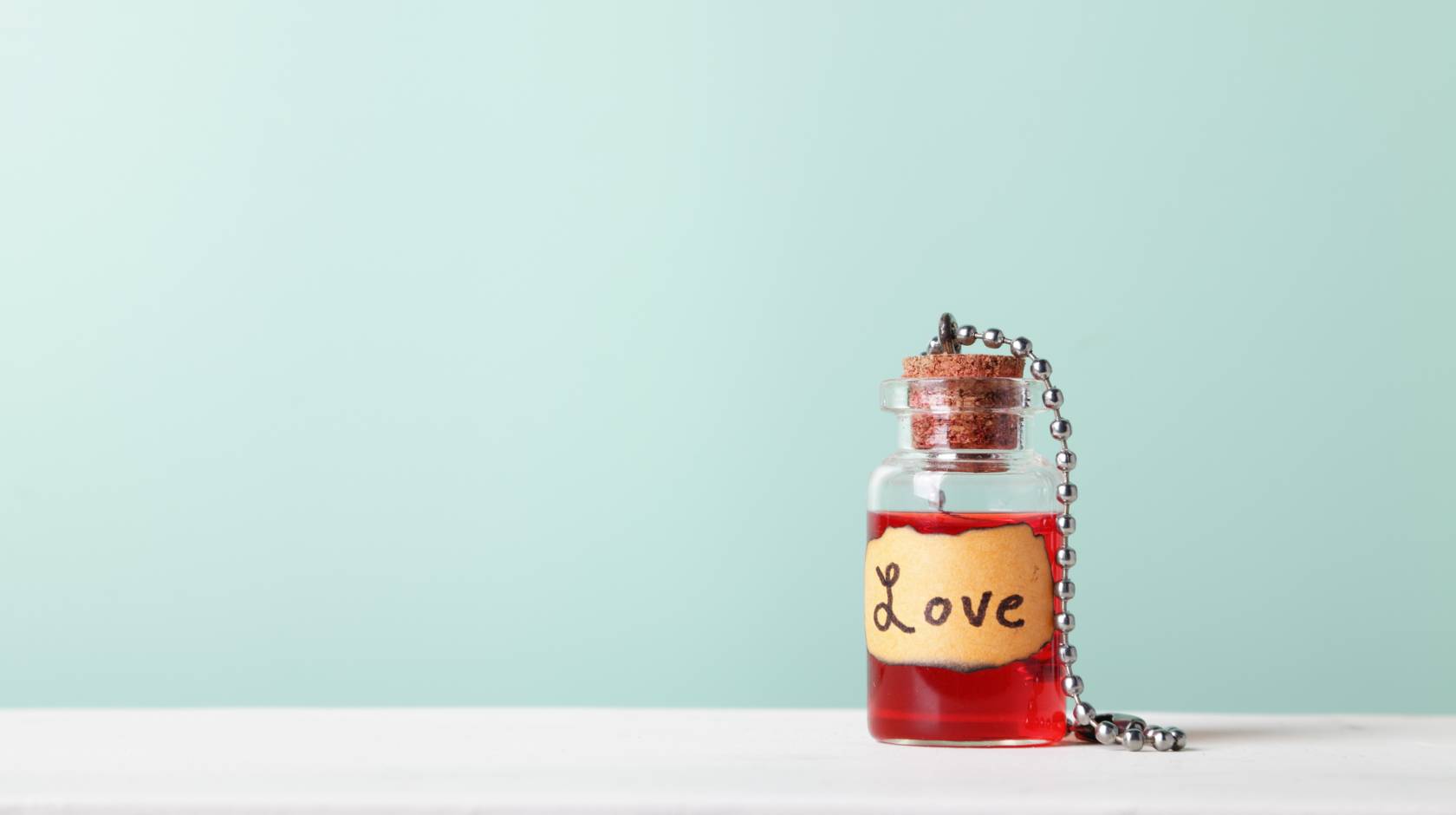 A little potion bottle that says Love