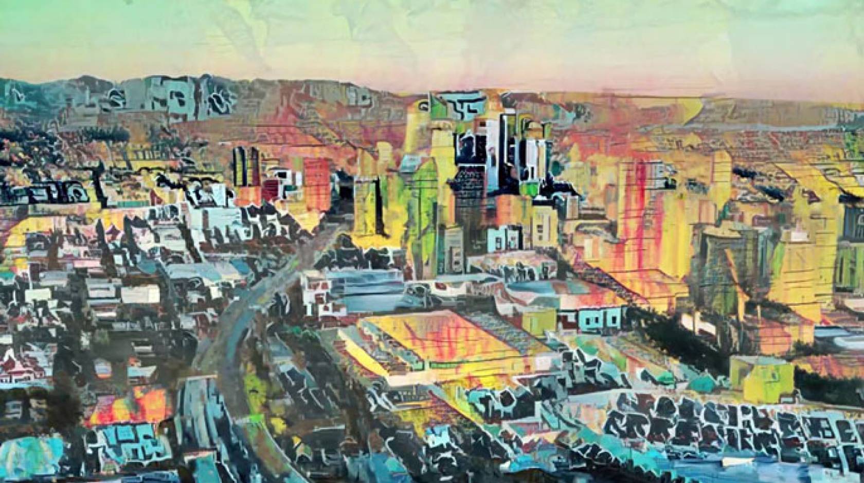 Nate Mohler painted cityscape 'Grunge City'