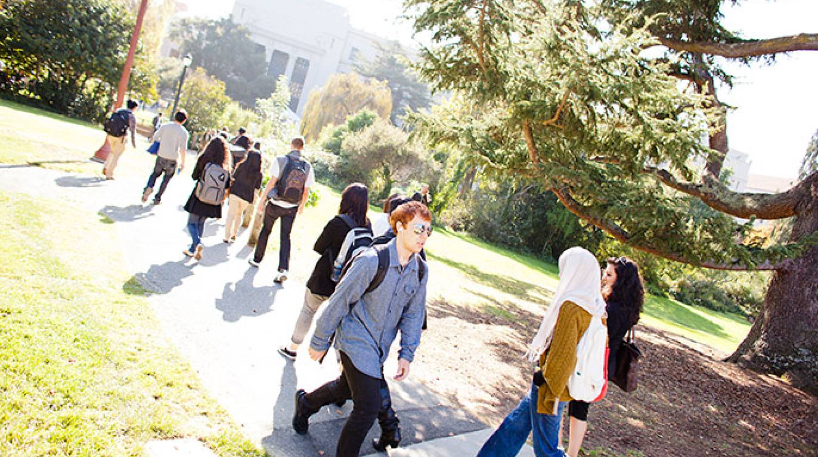 students walking on campus