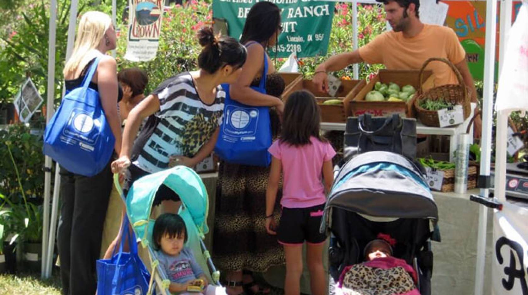 Mothers at farmers market