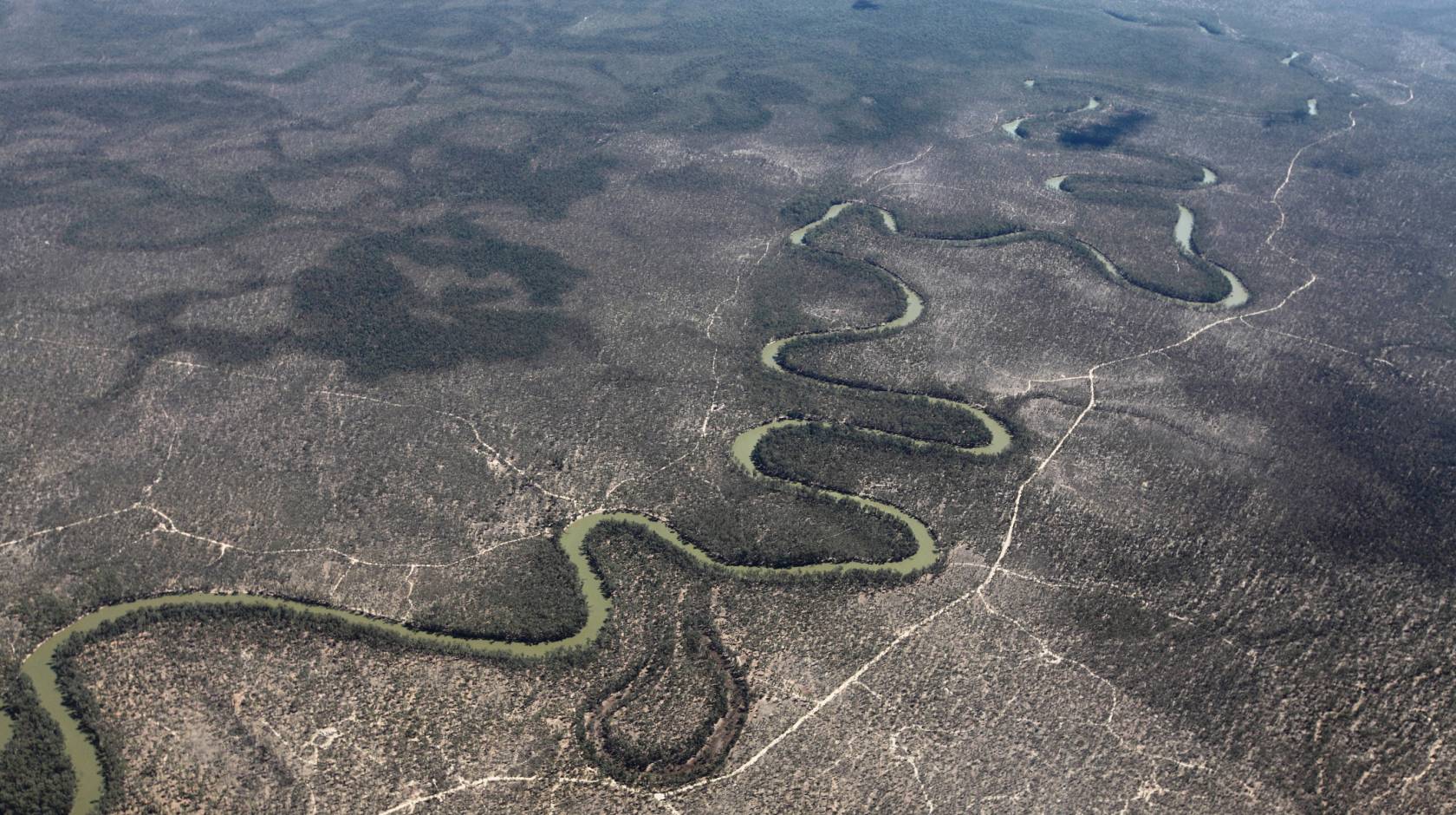 The Murray River in Australia as seen from the air