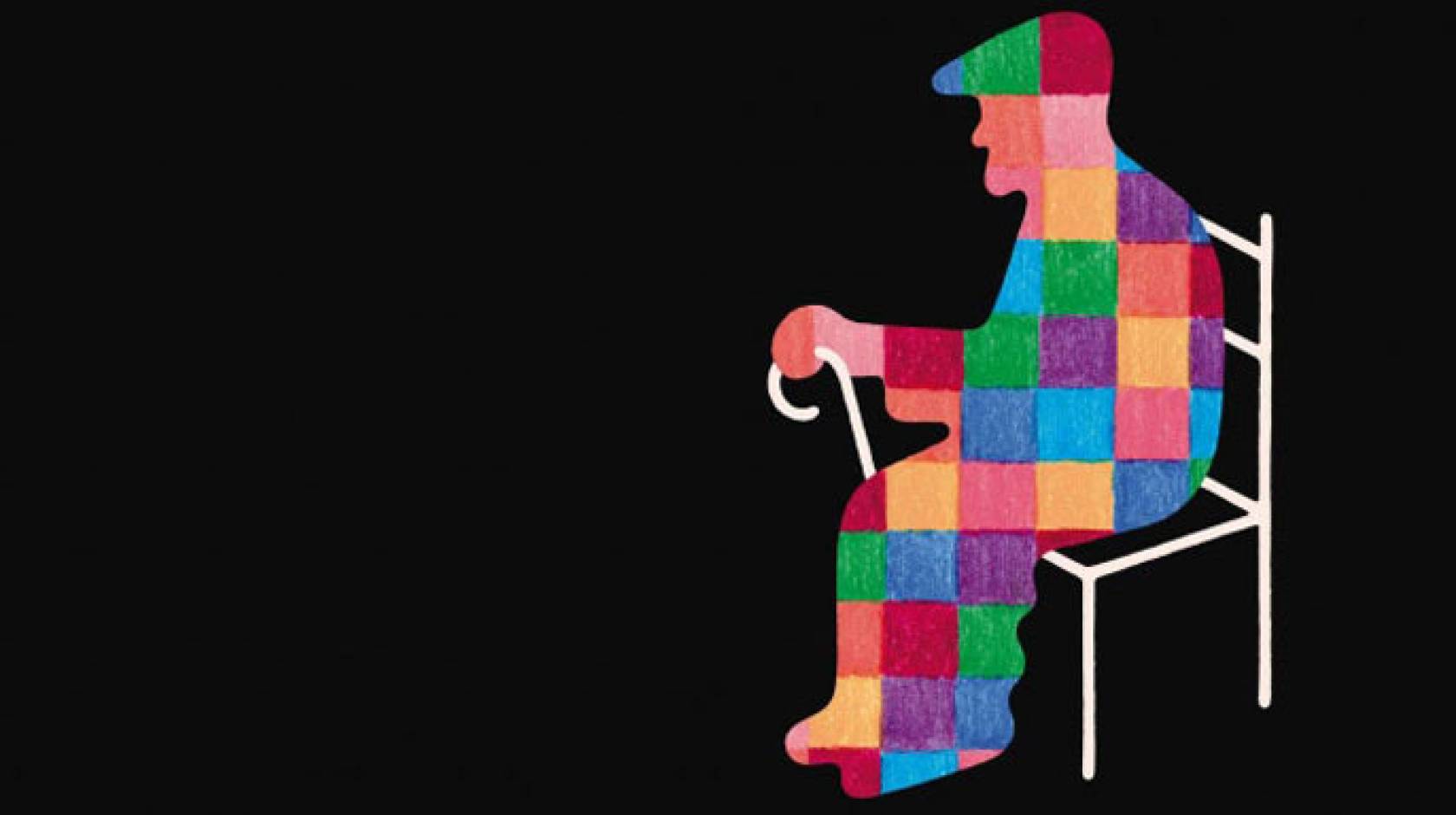 Colorful old man in a chair illustration