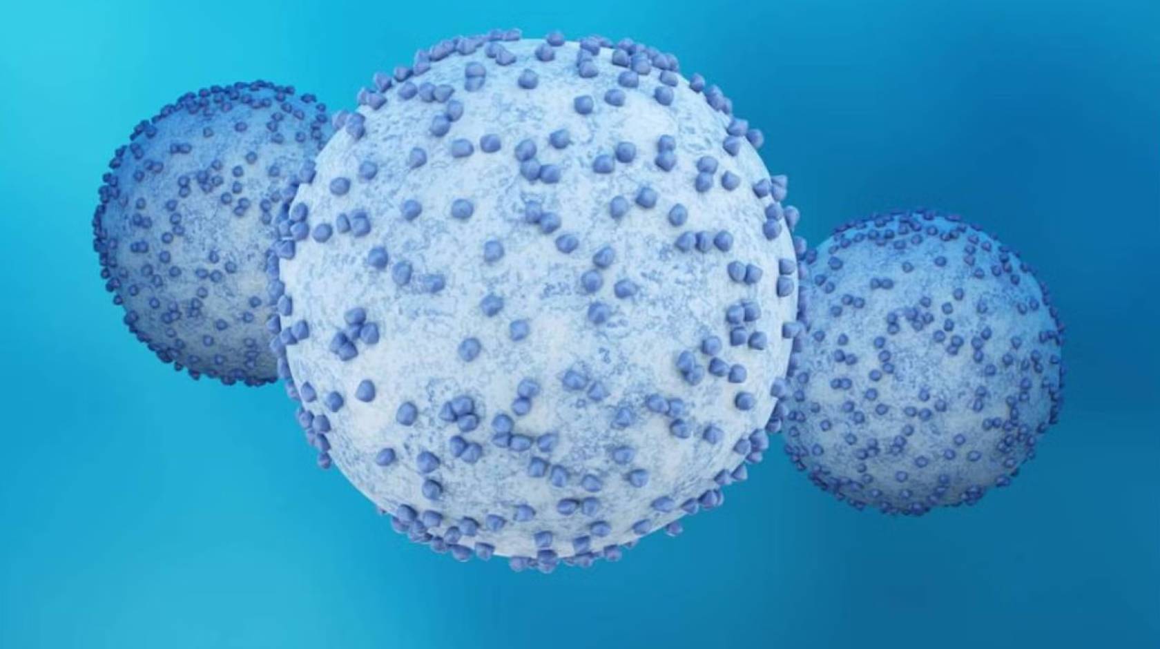 Illustration of pancreatic cancer cells against blue background