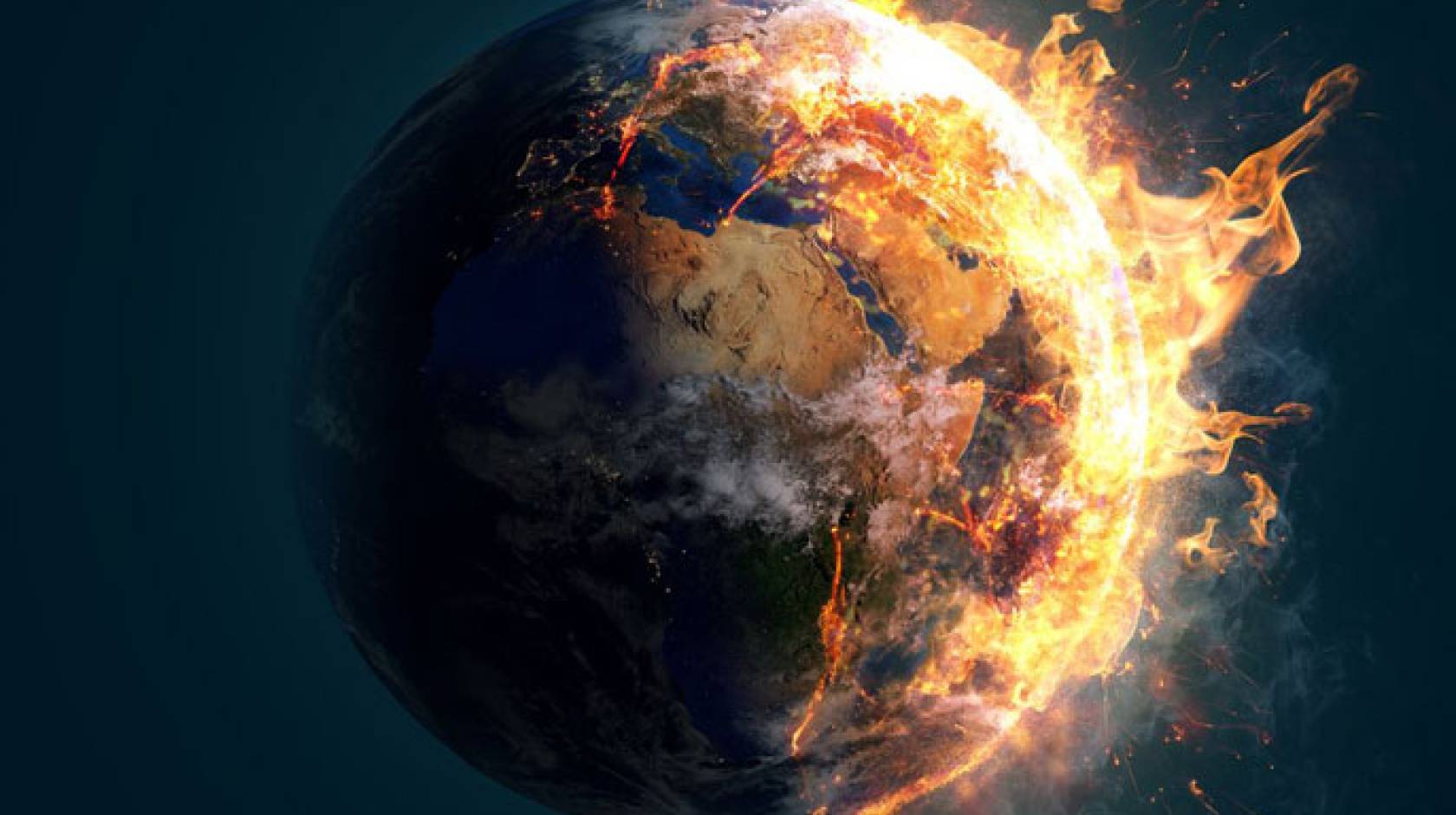 The Earth with flames on it