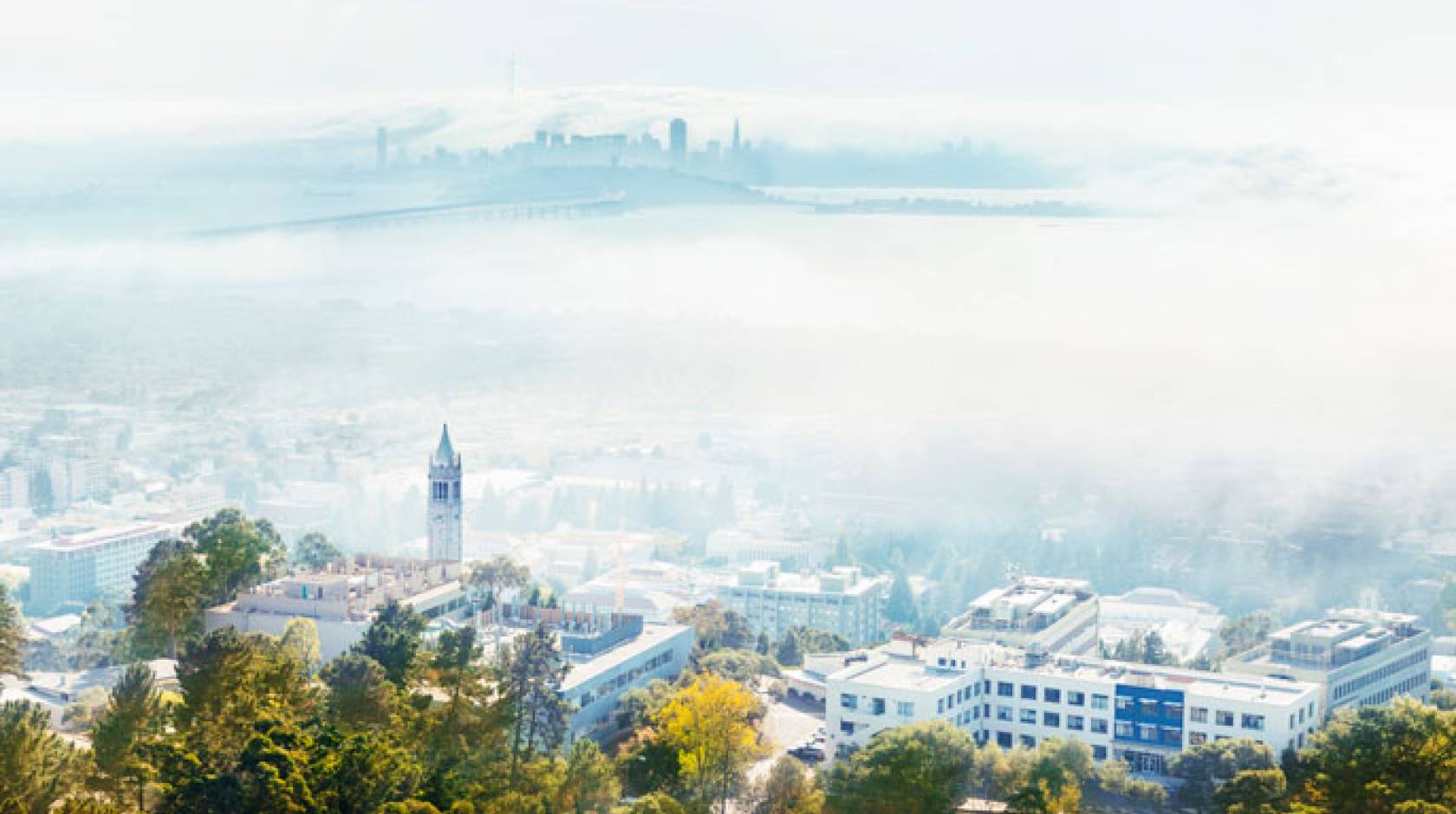 UC Berkeley aerial shot and SF skyline