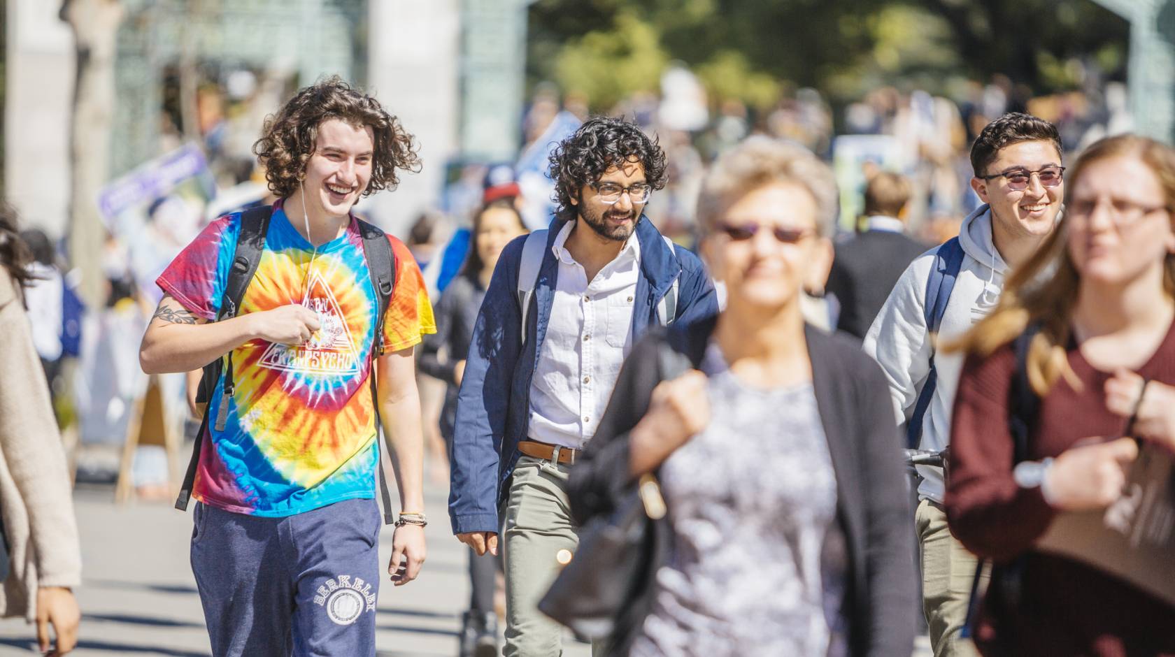 Students walk in front of Sather Gate at UC Berkeley