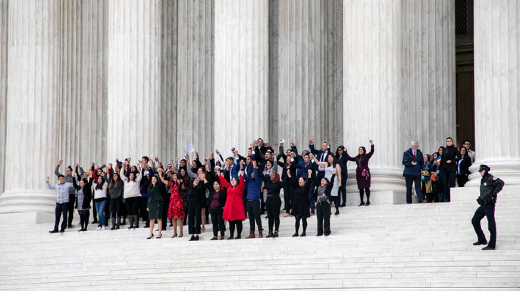 Students on SCOTUS steps