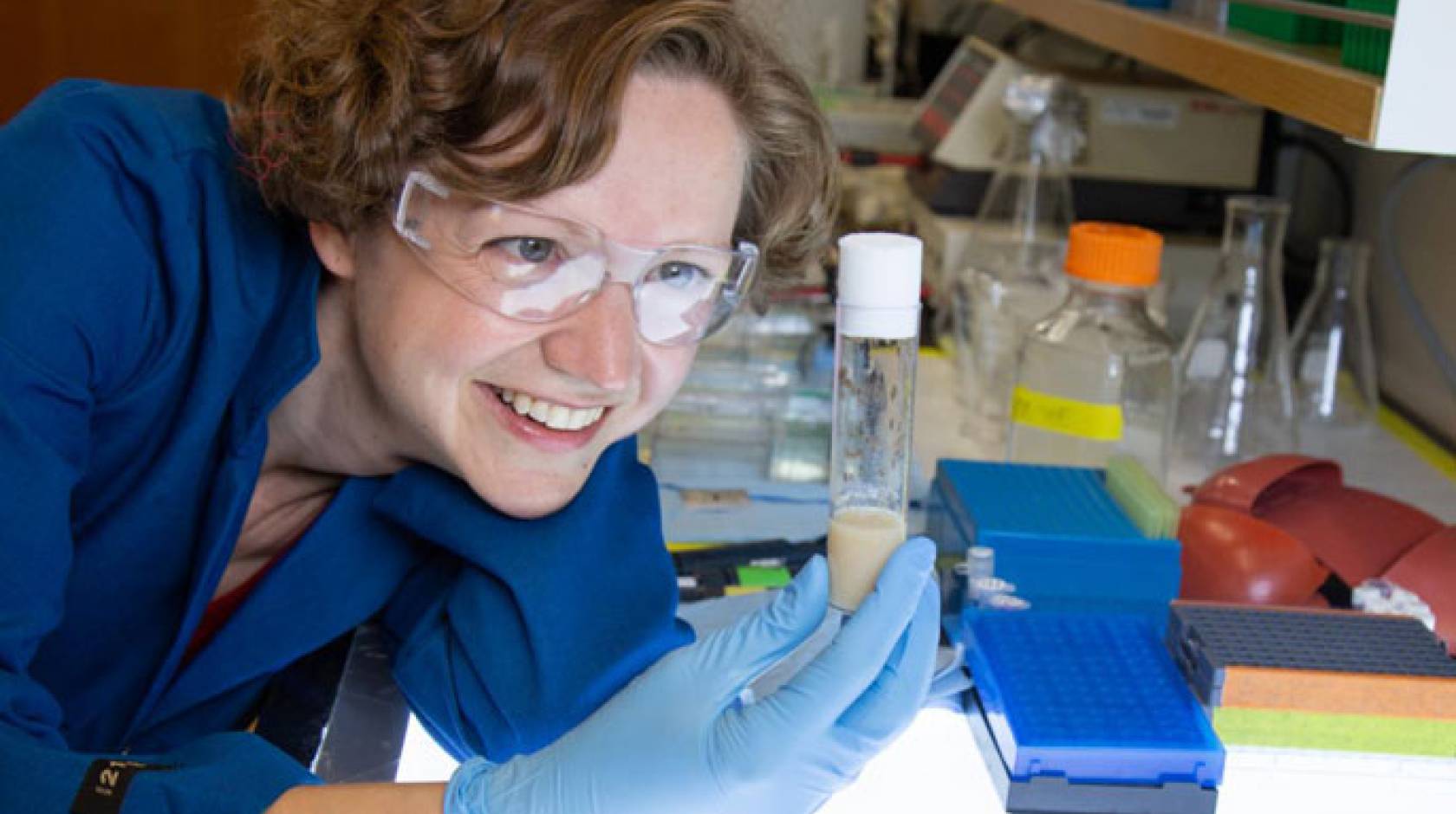 UC Davis' Kassandra Ori-McKenney holds a pipette