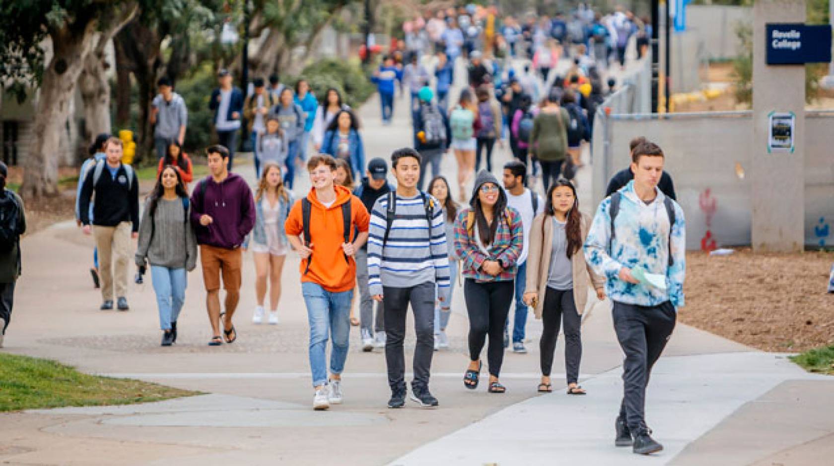UC San Diego students walk on campus