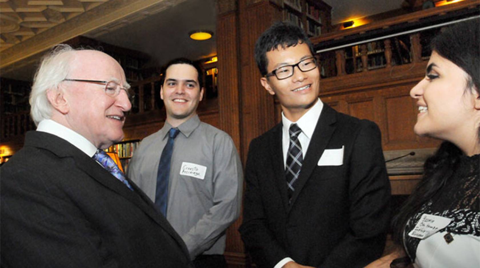 Irish President Michael Higgins meets Berkeley students and announces seed funding for an Irish studies program.