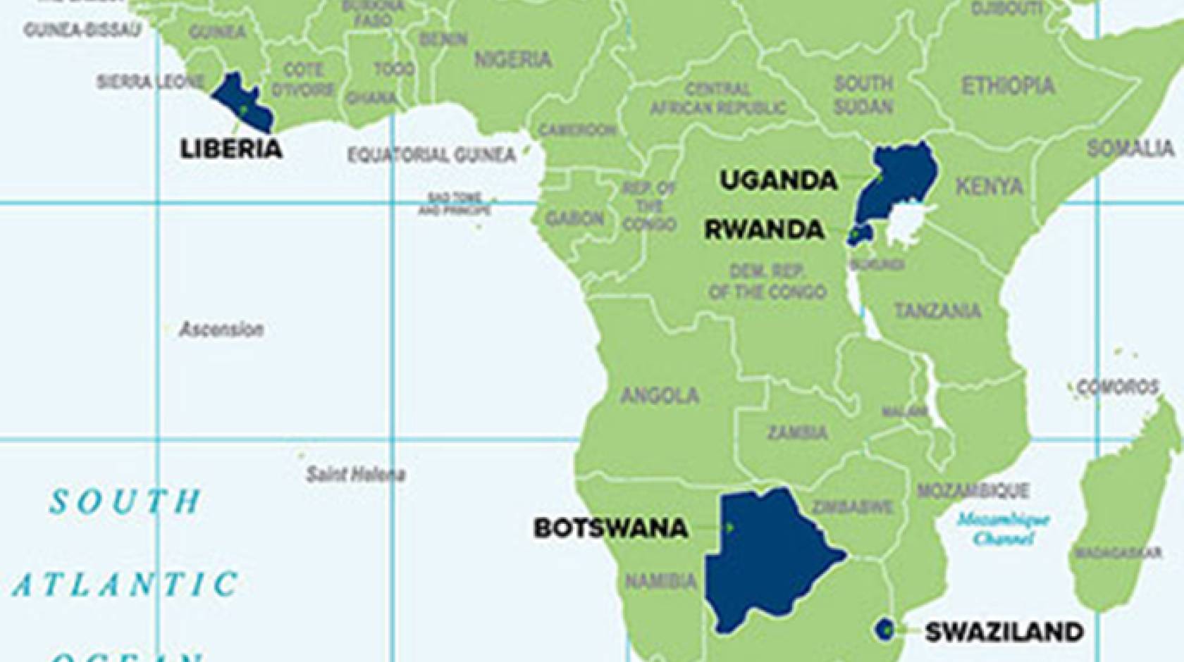 UC Davis pathologist Regina Gandour-Edwards is participating in an innovative telepathology project aimed at improving cancer diagnosis in Rwanda and five other sub-Saharan African countries (highlighted in blue).