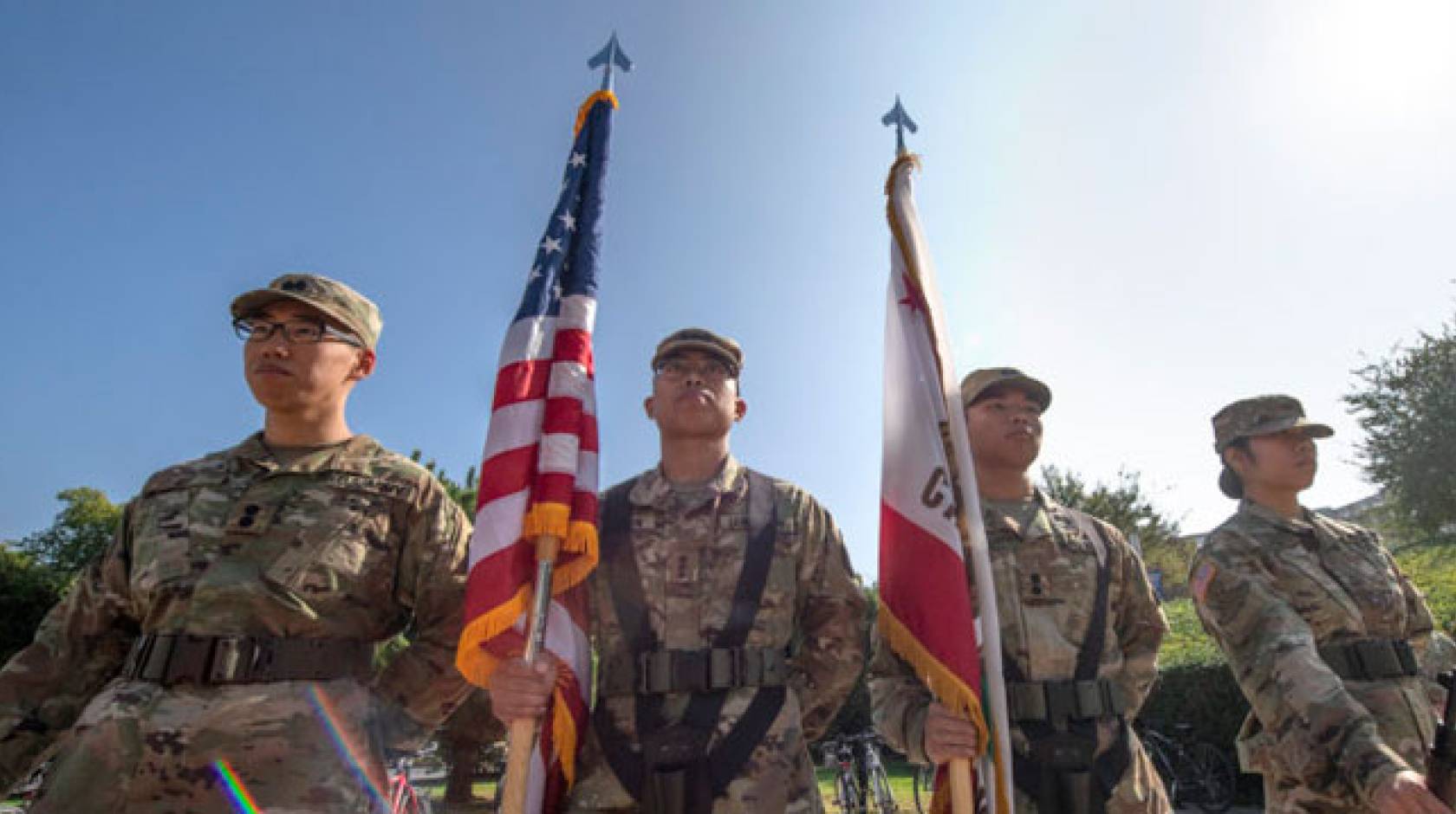 Group of veterans with American flag