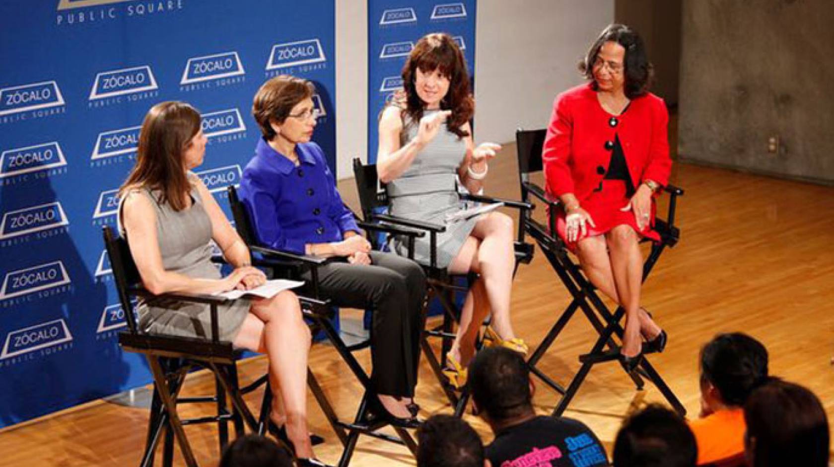 Participating on a Zocalo panel to discuss the social and economic forces limiting low-income Americans' access to healthy food and exercise were Anna Gorman (from eft), UCLA's Roshan Bastani, Tracie McMillan and LaVonna Lewis.