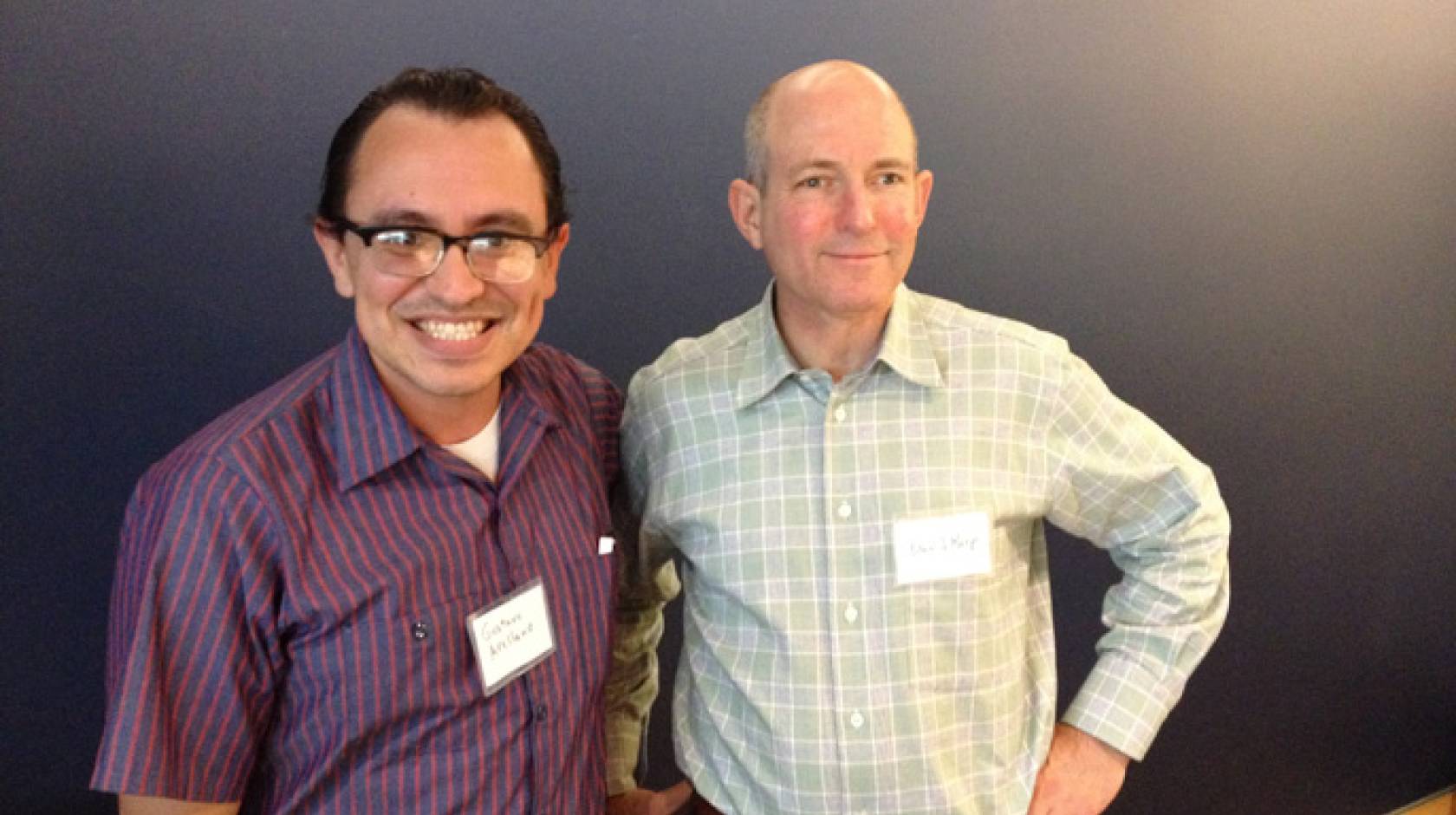 Gustavo Arellano (left) and David Karp at the CAFE launch