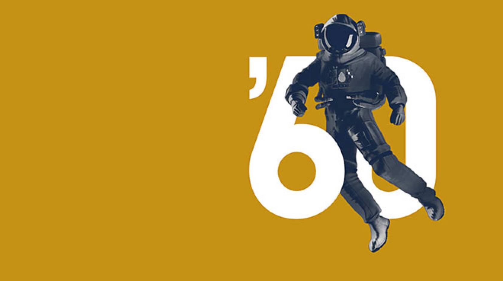Astronaut on gold background with number 60