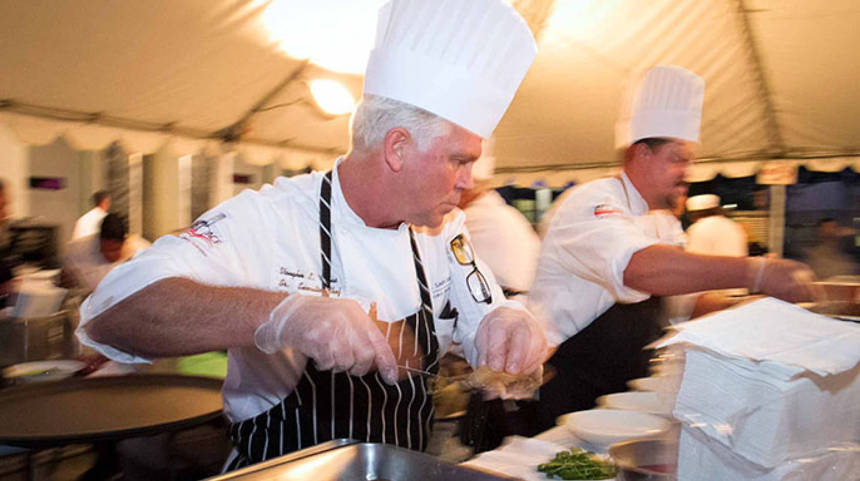 Executive chef Vaughn Vargus, with assistance from UC San Diego chefs Dave Gardinier of Café Ventanas and Tiago Battastini of 64 Degrees, donated his time and culinary talents at the 3rd Annual Foodtasia Gala at the San Diego Food Bank, held Saturday, May
