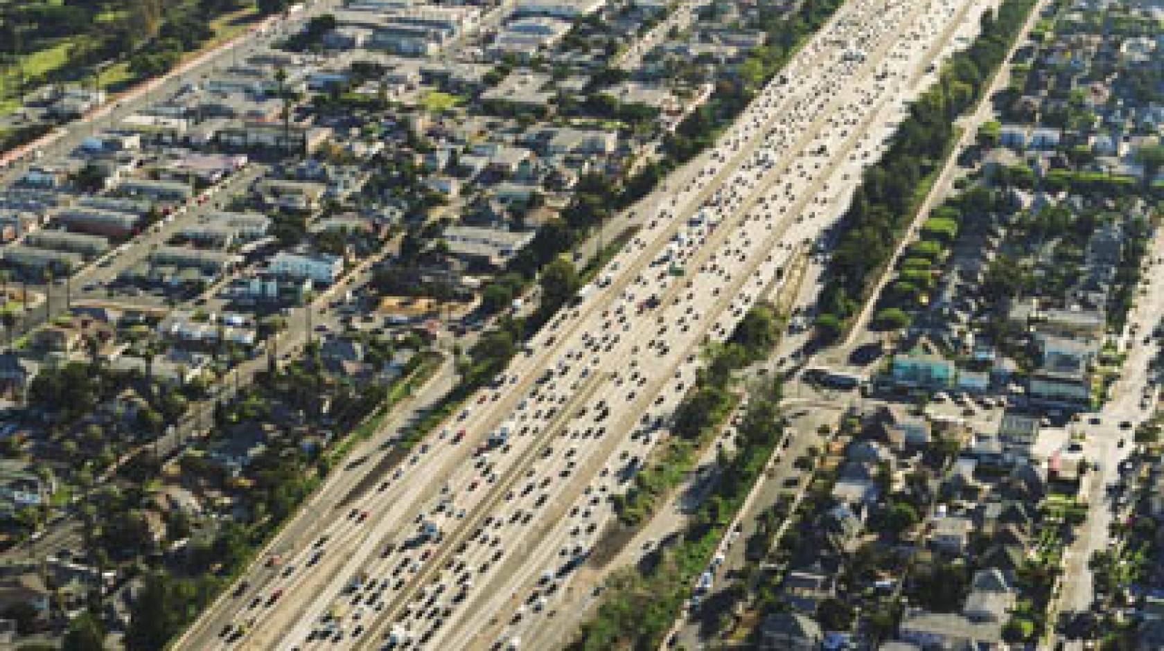 Aerial view of urban highway