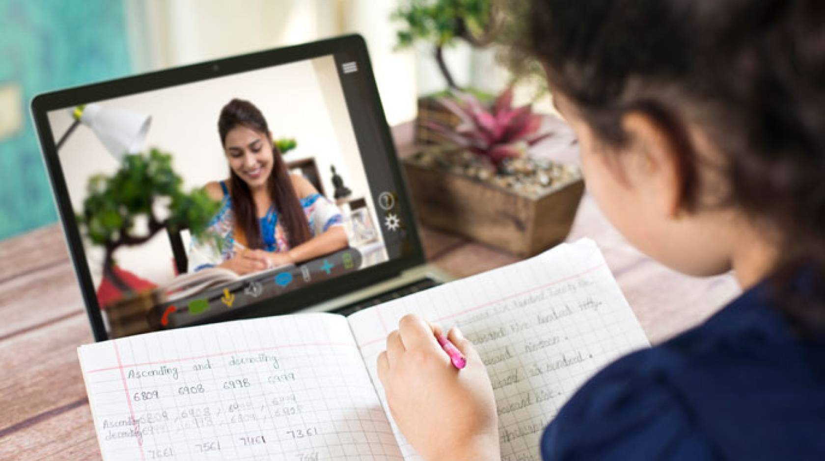 Child taking classes on the computer