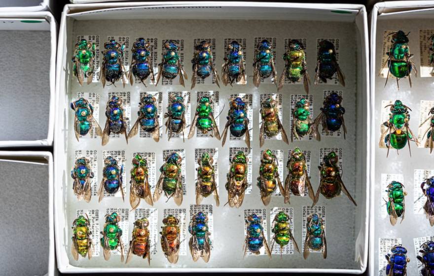 A box full of colorful bug exoskeletons