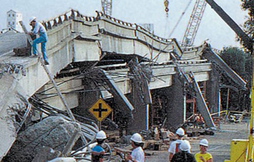 Collapsed Cypress structure, Loma Prieta quake, 1989 (USGS)