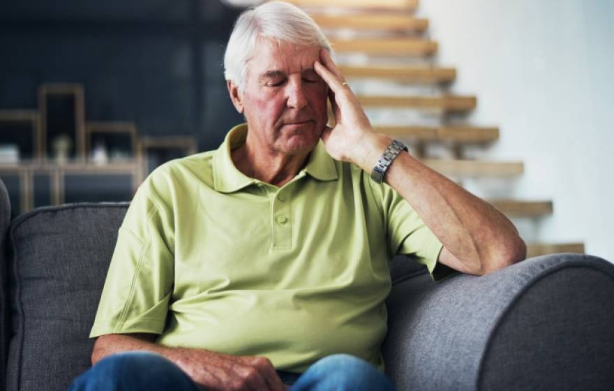 Older man coping with anxiety