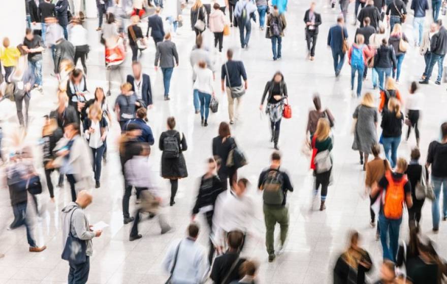 People walking on a busy street