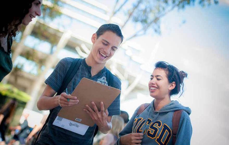 UC San Diego students at a 2018 voter registration drive.