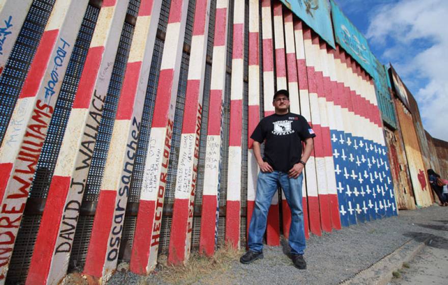 Alfredo Figueroa at the border wall